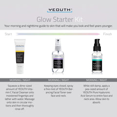Glow Starter Kit: Pure Hyaluronic Acid 1 oz & Balancing Facial Toner 3.4 oz & Vitamin C Facial Cleanser 3 oz