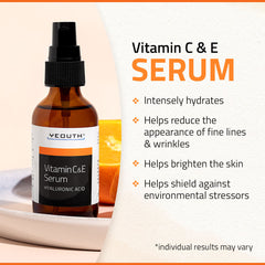 Hydrate and Boost: Vitamin C&E Serum 1oz  & Pure Hyaluronic Acid 1 oz