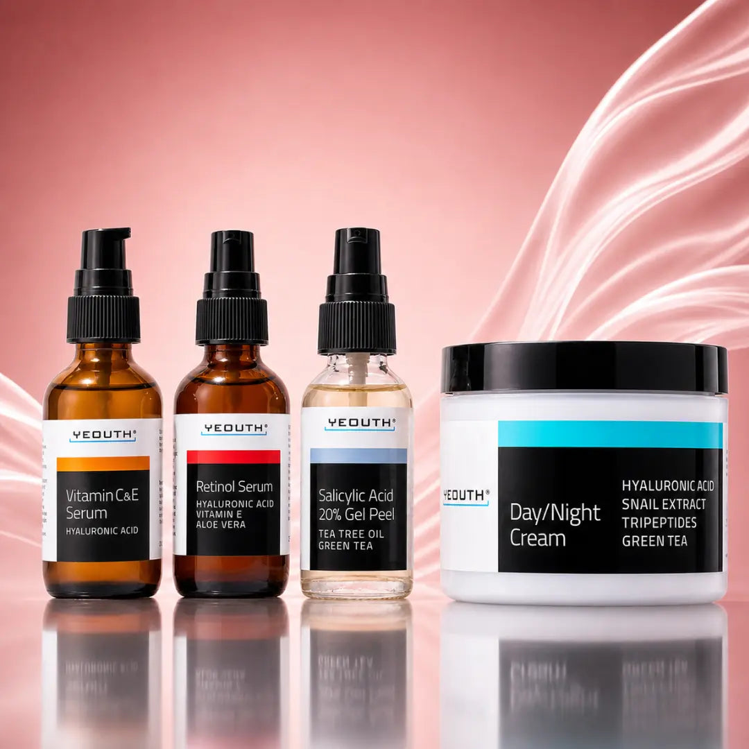 Salicylic Acid 20% Gel Peel (1 fl. oz)&amp;nbsp;- Gently exfoliates the skin to enhance smoothness and clarity.

Vitamin C &amp;amp; E Serum (1 fl. oz)- Packed with antioxidants that help promote a brighter, clearer complexion.

Retinol Serum (1 fl. oz)- Enhances a fresher-looking appearance by gently refining the skin&