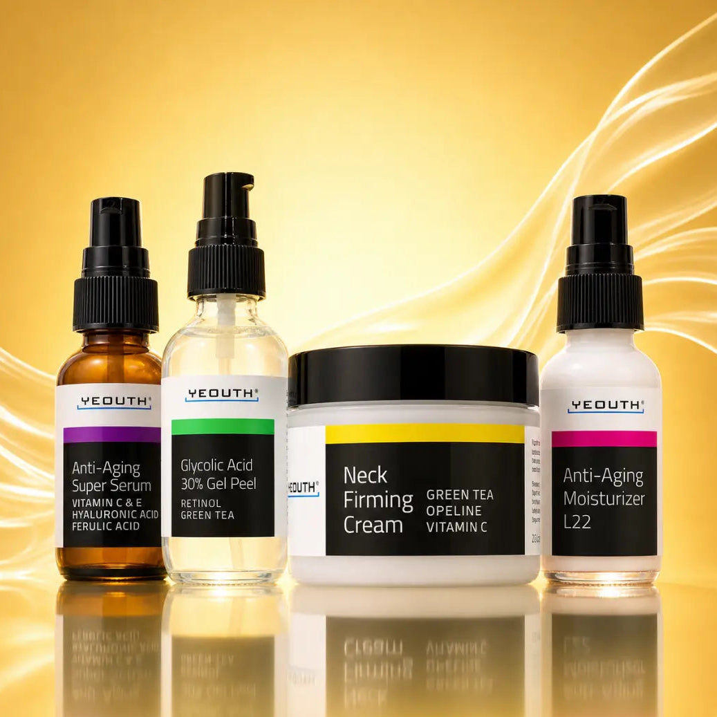Neck Firming Cream (2 fl. oz) -&amp;nbsp; Supports the appearance of skin elasticity and texture for a smoother, firmer, and more toned-looking jawline, neck and chest.&amp;nbsp;

Glycolic Acid 30% Gel Peel&amp;nbsp;(1 fl. oz) - Exfoliates dead skin cells to reveal a brighter, more even, and youthful-looking complexion.&amp;nbsp;

Anti Aging Serum&amp;nbsp;(1 fl. oz) -&amp;nbsp; Delivers intense moisture and hydration for a more supple complexion.

&amp;nbsp;Anti Aging Moisturizer L22&amp;nbsp;(1 fl. oz) - Formulated with L22, a lipid com