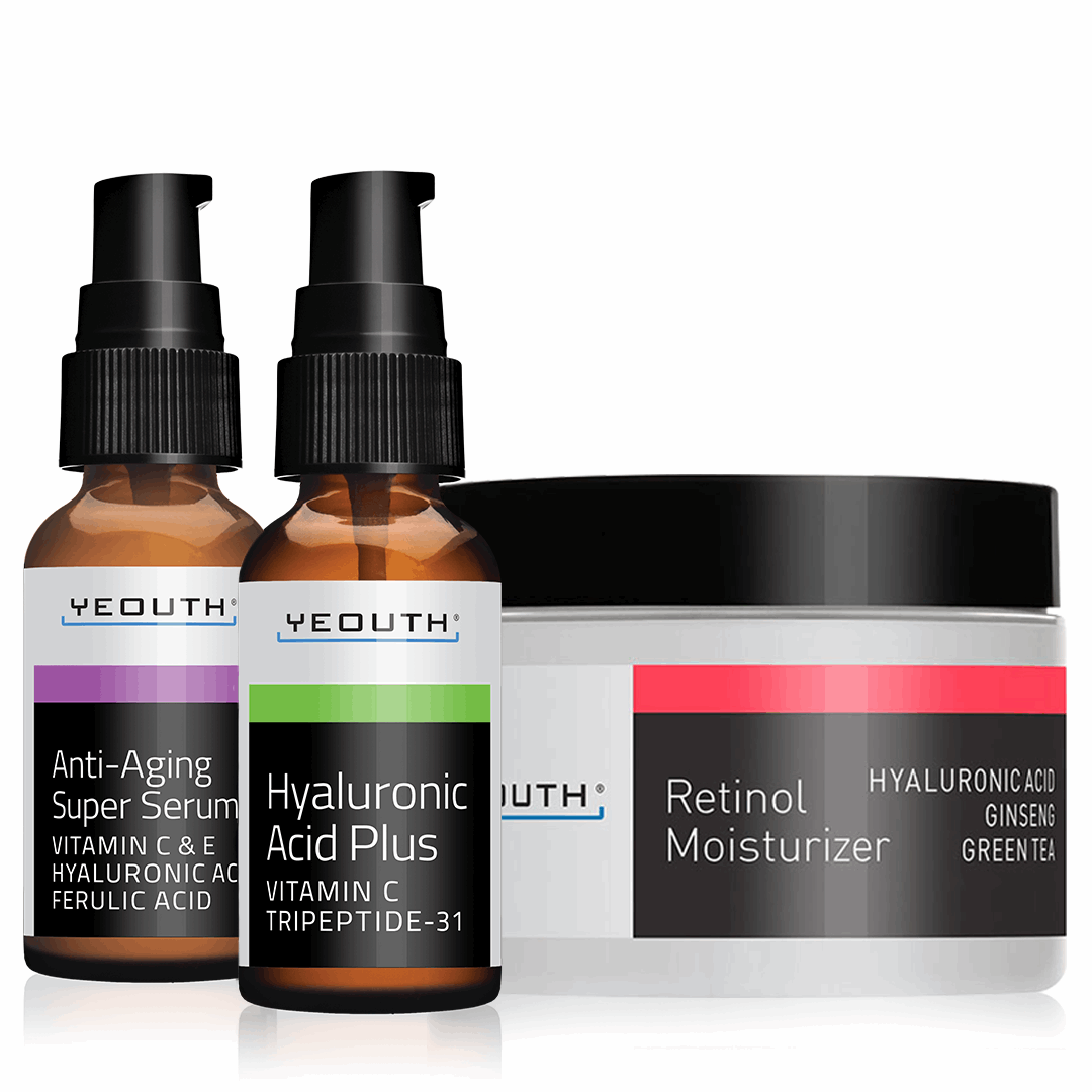 Nighttime Essentials: Anti-Aging Super Serum 1 oz & Hyaluronic Acid Plus 1 oz & Retinol Moisturizer 4 oz Nighttime Essentials: Anti-Aging Super Serum 1 oz & Hyaluronic Acid Plus 1 oz & Retinol Moisturizer 4 oz