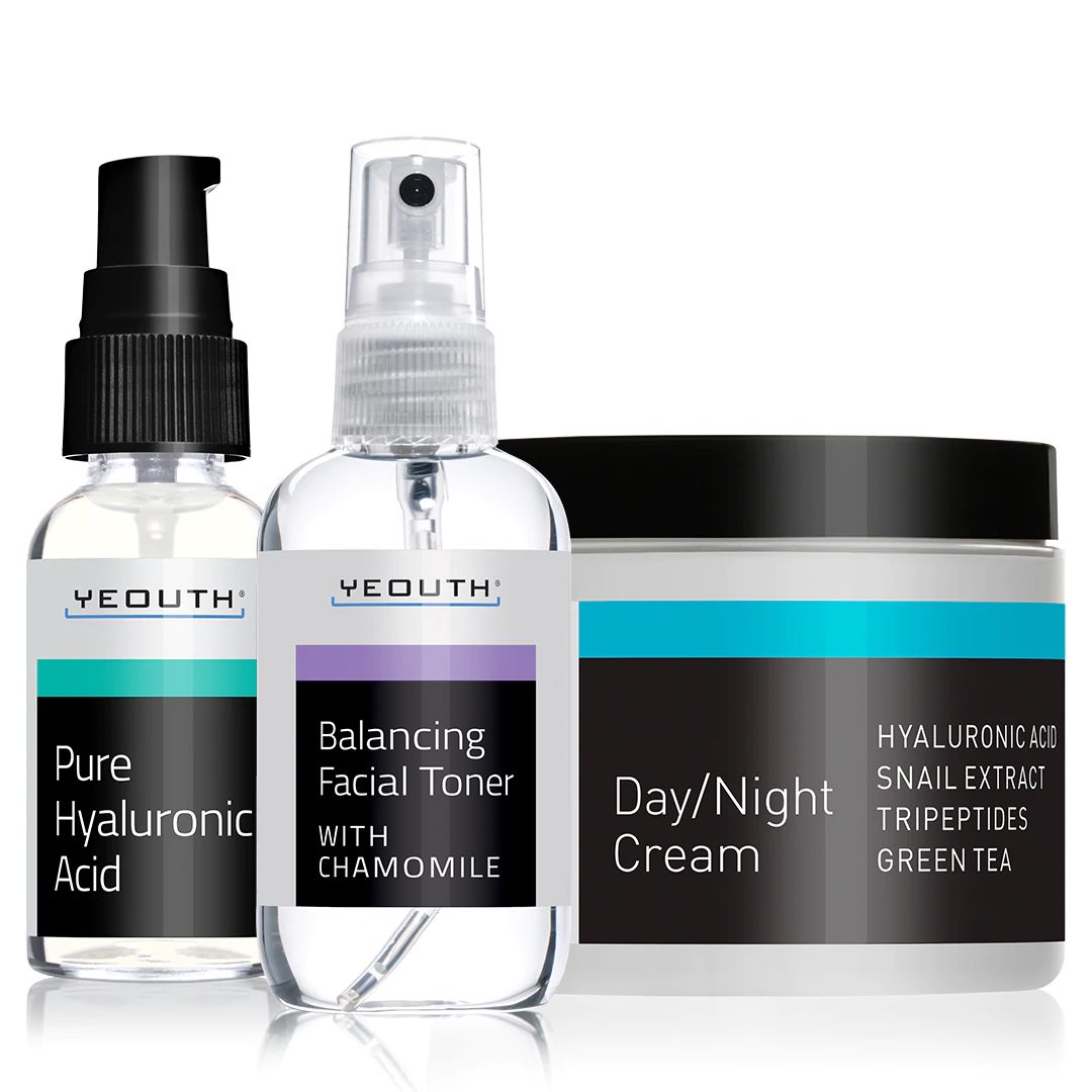 After-Peel Care: Pure Hyaluronic Acid 1 oz & Balancing Facial Toner 3.4 oz & Day/Night Cream 4 oz